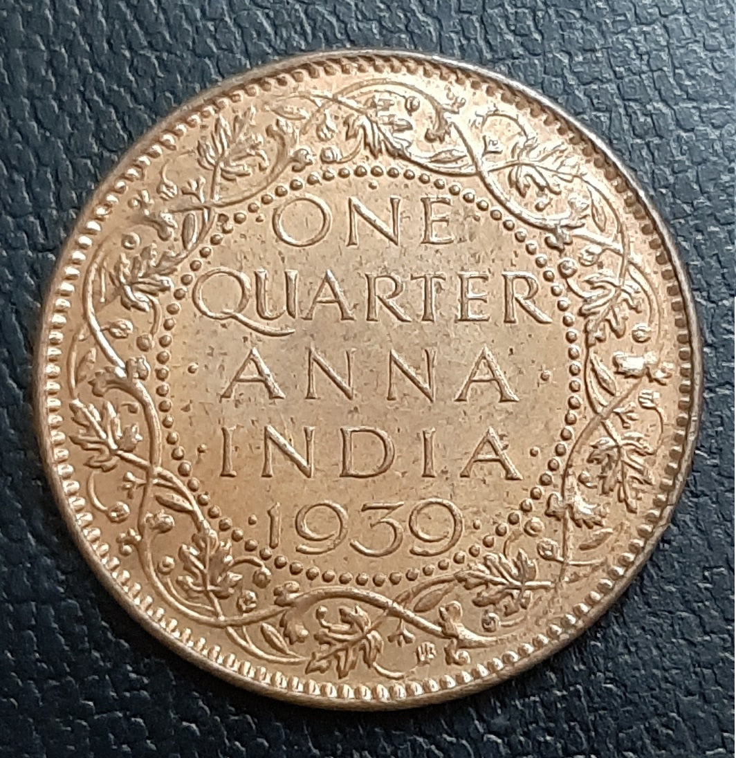 One Quarter Anna George VI 1939 Uncirculated tezbid