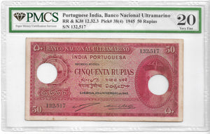 Indo Portuguese banknote, Goa, Rupia